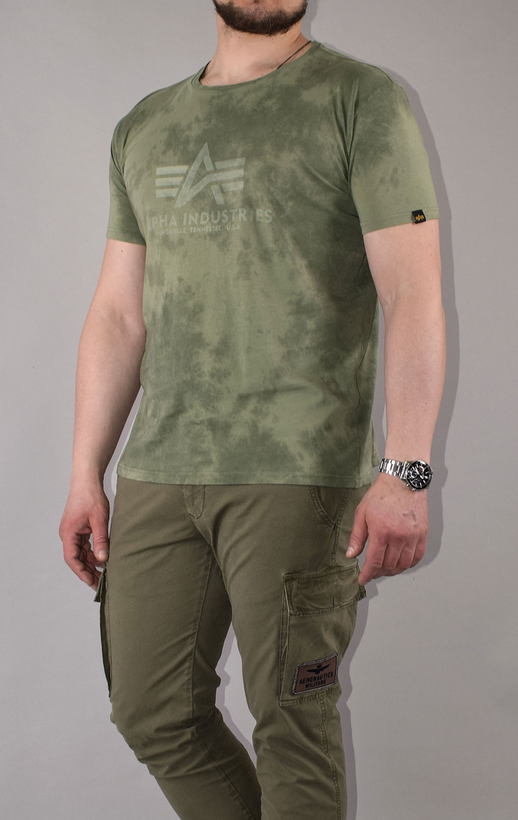 Футболка ALPHA INDUSTRIES BASIC T BATIK dark olive 