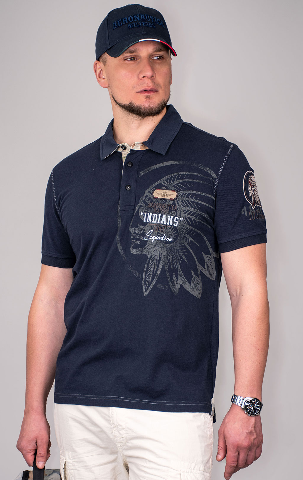 Футболка-поло AERONAUTICA MILITARE SS 24 m/TR blue navy (PO 1781) 