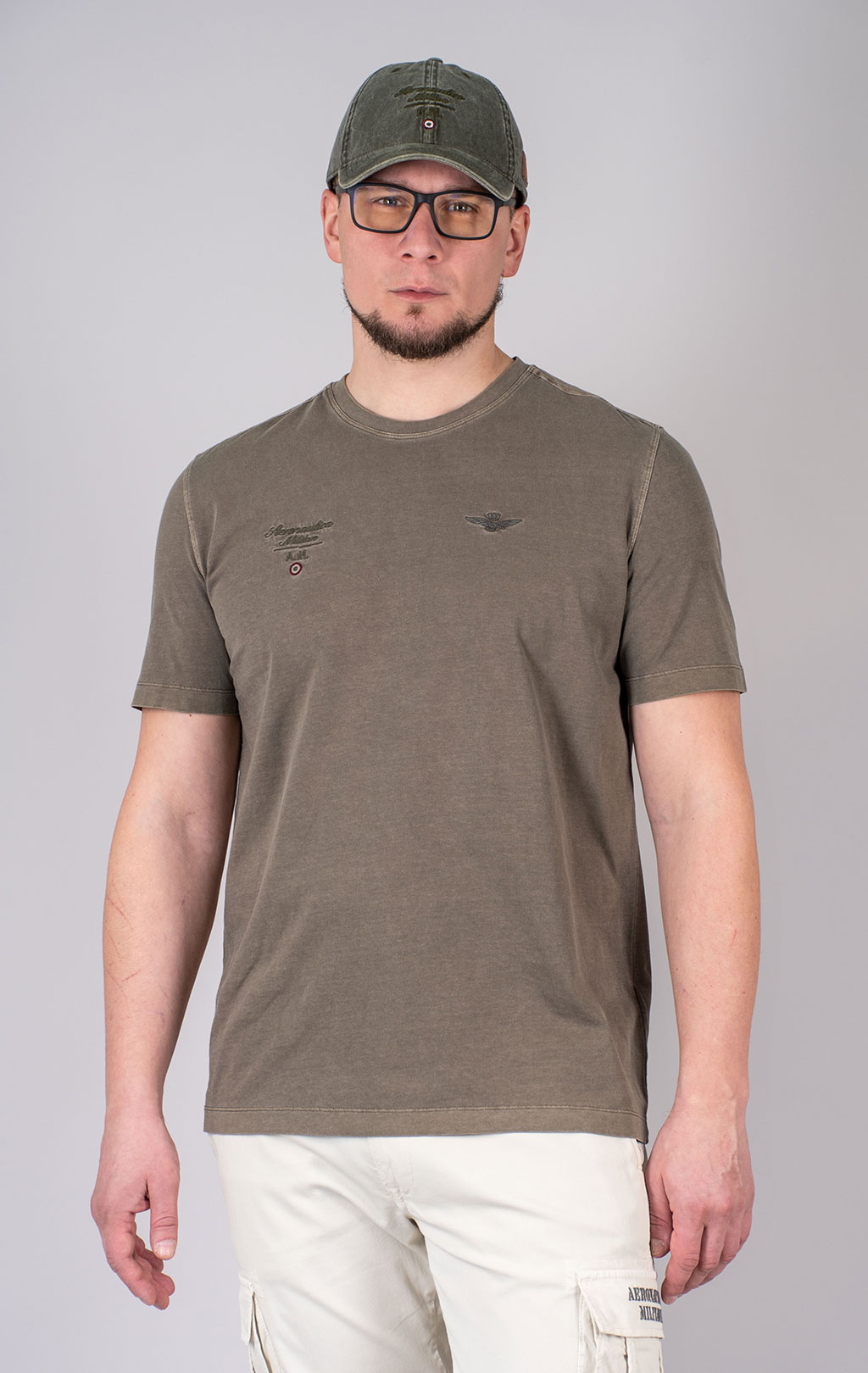 Футболка AERONAUTICA MILITARE big size SS 25 m/TR military olive washed (TS 2392) 