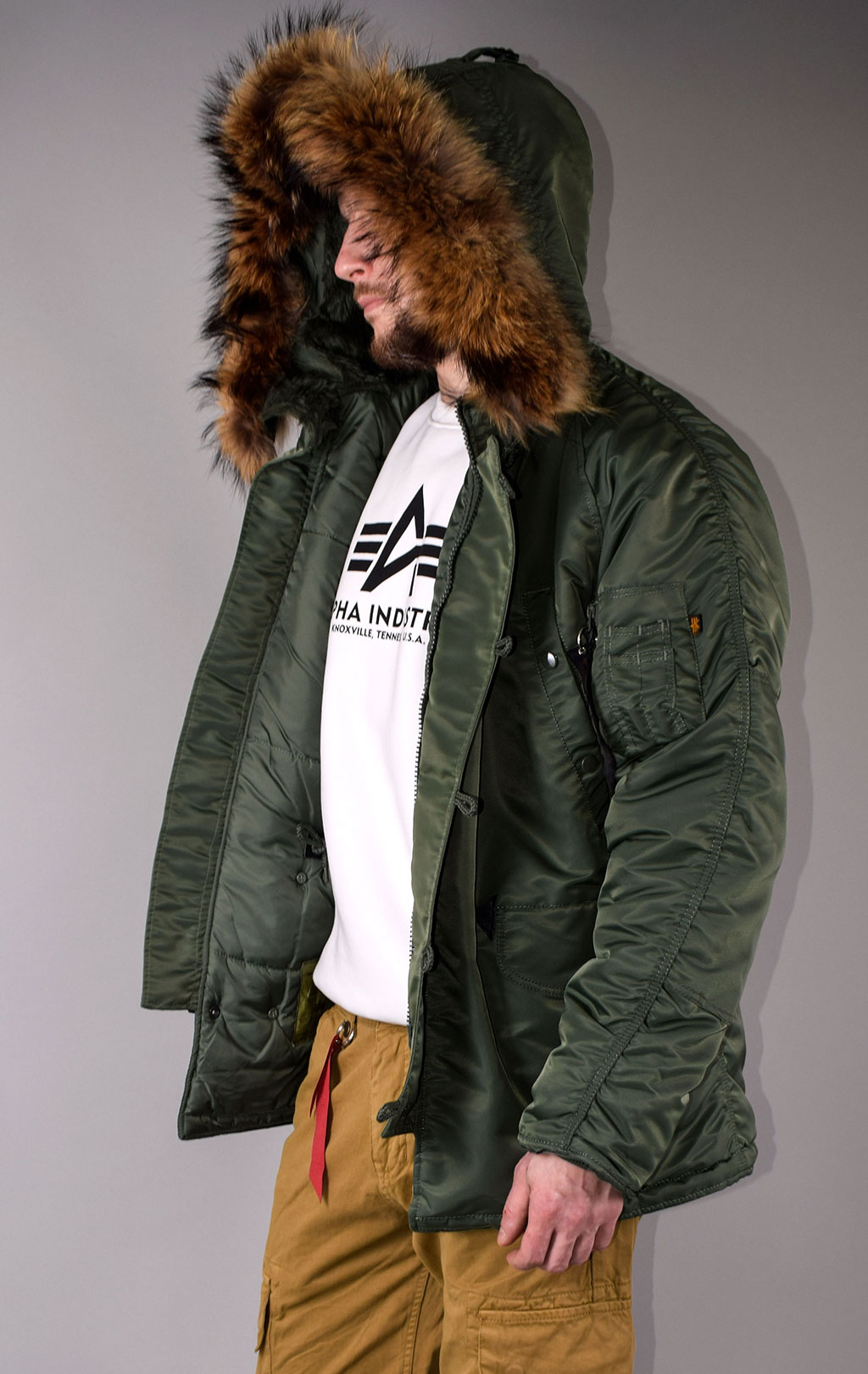 Аляска ALPHA INDUSTRIES CLASSIC big size N-3B натур. мех sage green 