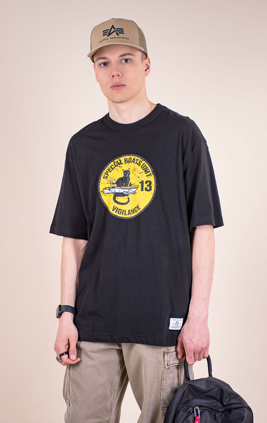 Футболка ALPHA INDUSTRIES RELAXED BLACK CAT TEE SS 26 black 