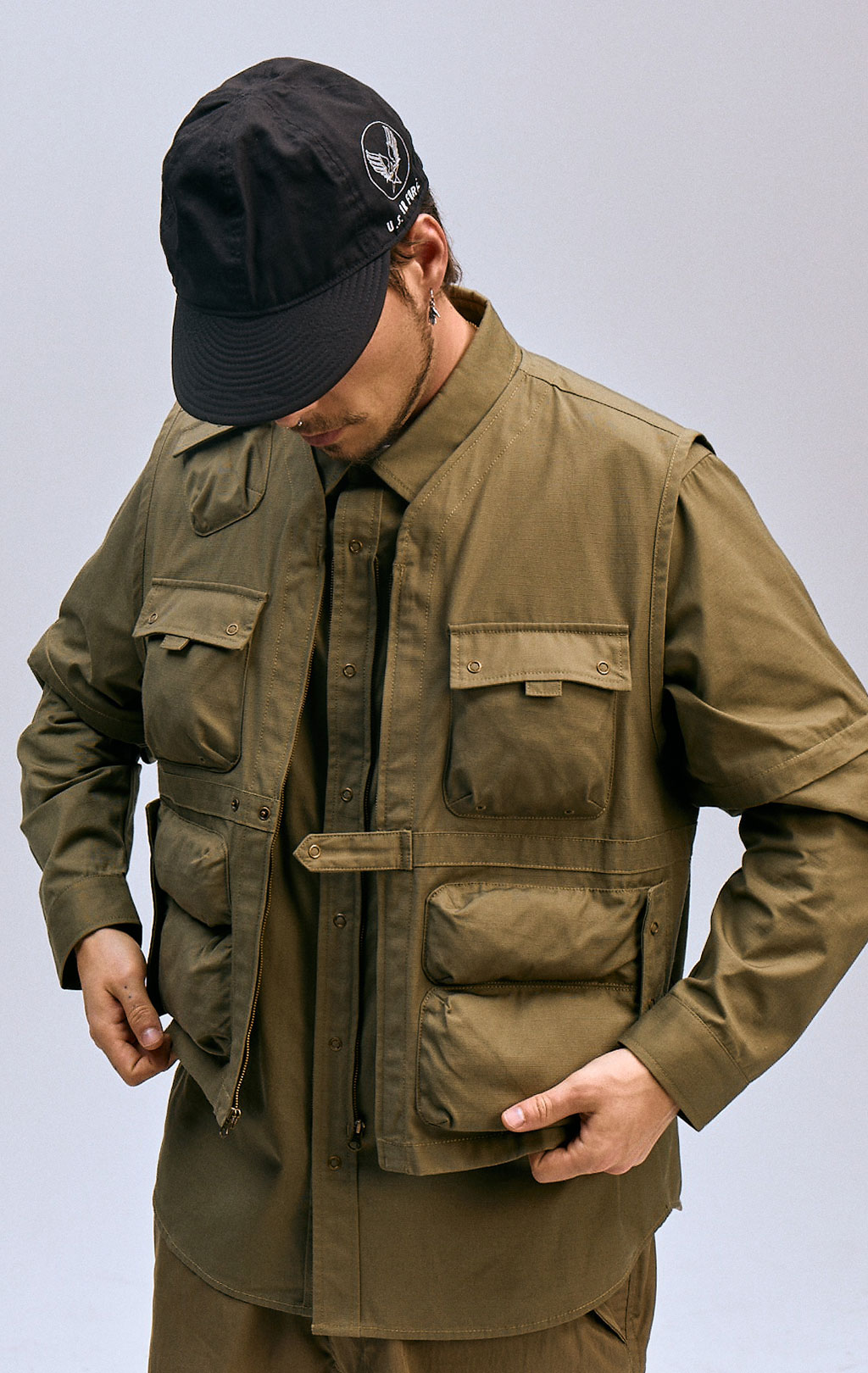 Ветровка трансформер ALPHA INDUSTRIES C-1 MOD SHIRT JACKET SS 24 m OG-107 green 