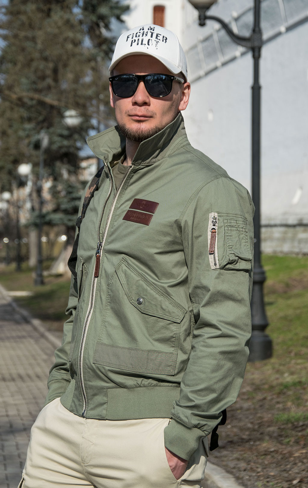 Ветровка-бомбер AERONAUTICA MILITARE SS 23 m/CN verde (AB 2085) 