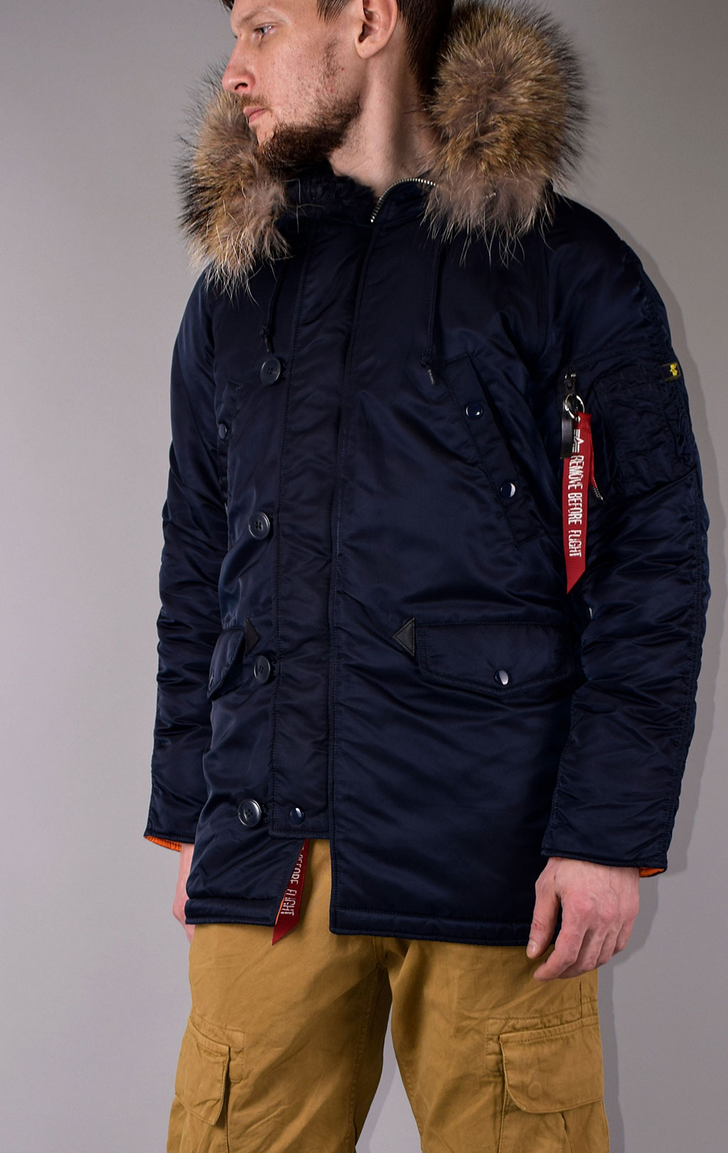 Аляска ALPHA INDUSTRIES SLIM FIT GEN-I N-3B натур. мех rep. blue/orange 