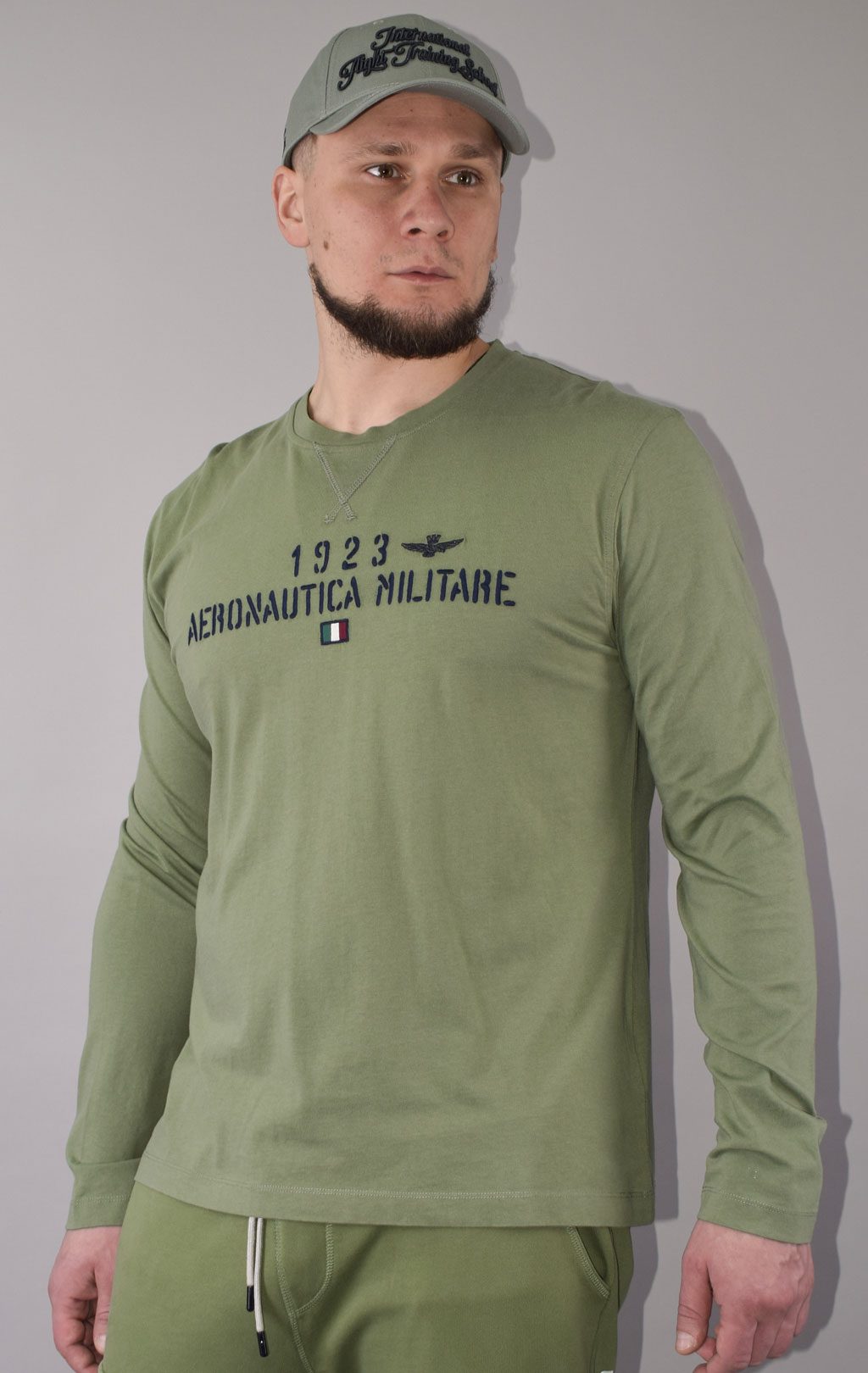 Лонгслив AERONAUTICA MILITARE SS 23/TR verde militare (TS 2052) 