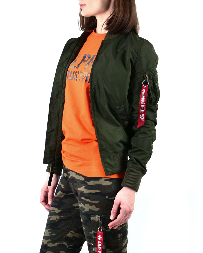 Женская ветровка-бомбер ALPHA INDUSTRIES TT MA-1 dark green 