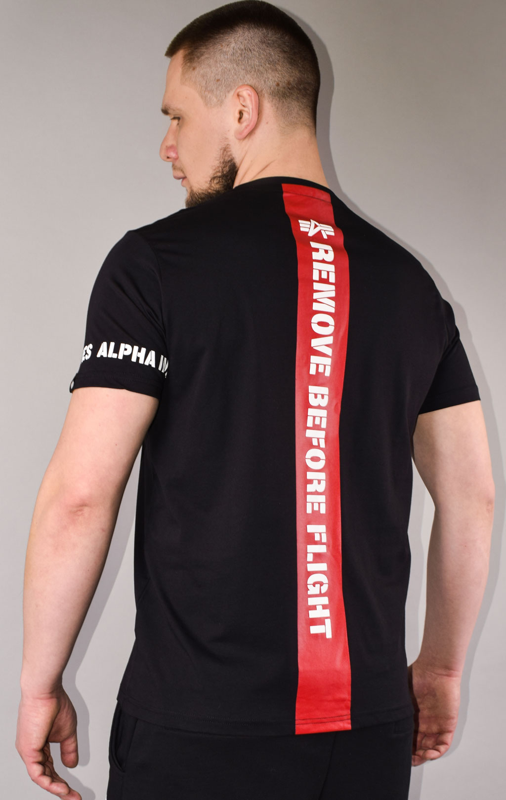 Футболка ALPHA INDUSTRIES RBF BACK STRIPE T black 