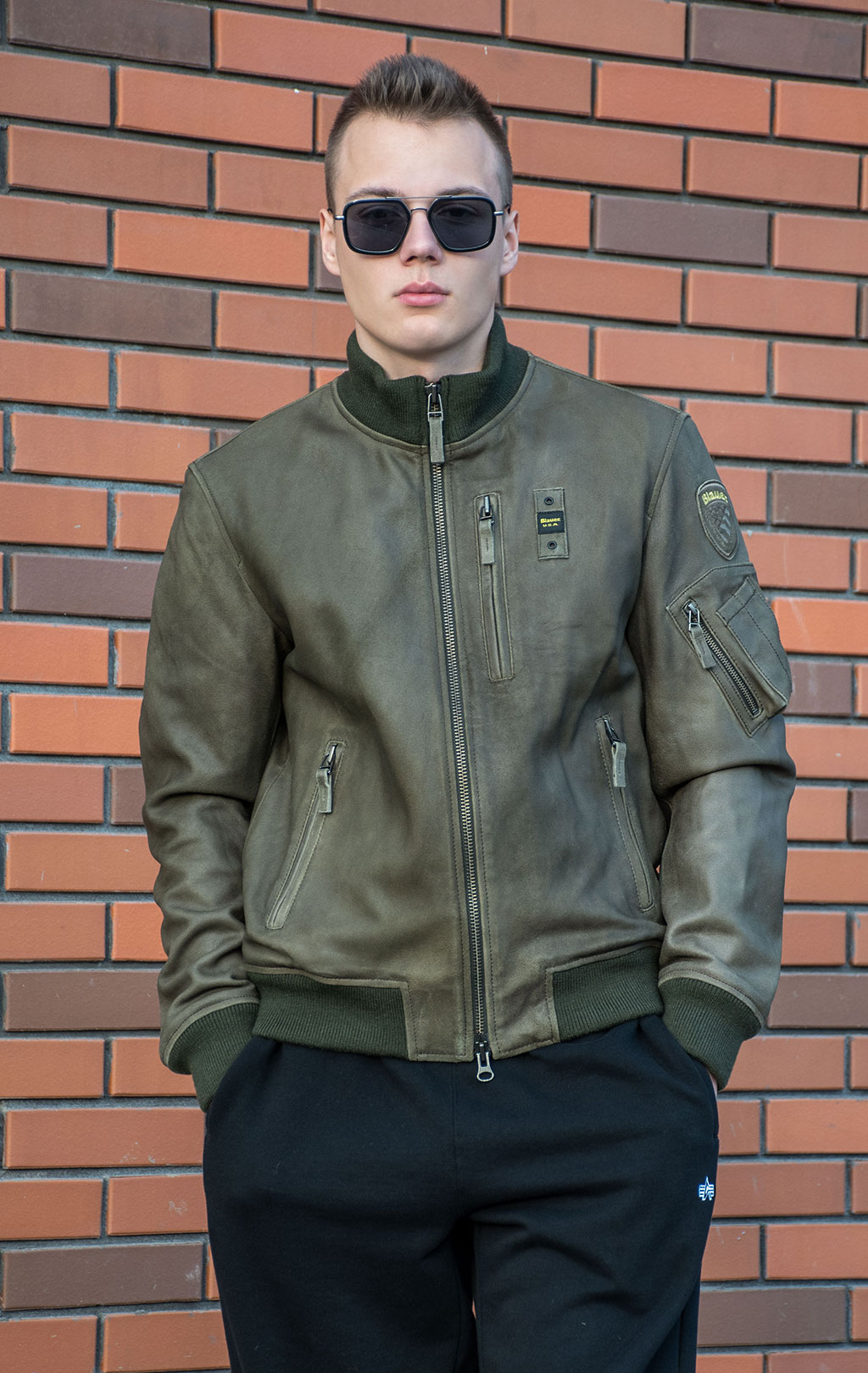 Куртка BLAUER BALDWIN кожа FW 24/25 verde pigna (LO1394) 