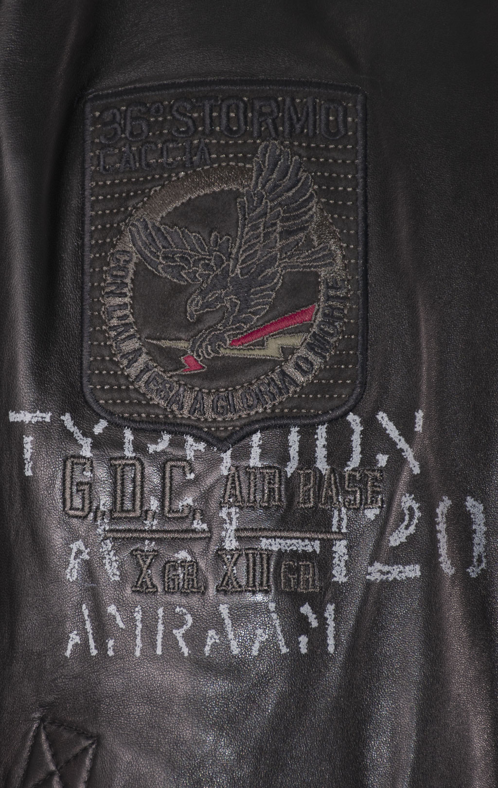 Куртка-пилот AERONAUTICA MILITARE big size кожа FW 24/25/IN nero (PN 950) 