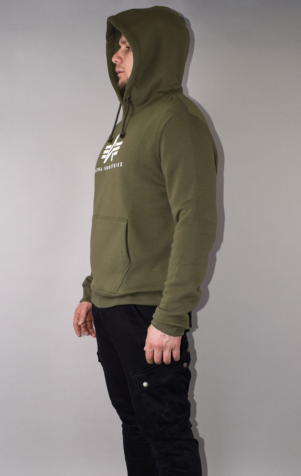 Толстовка ALPHA INDUSTRIES BASIC LOGO HOODIE olive 