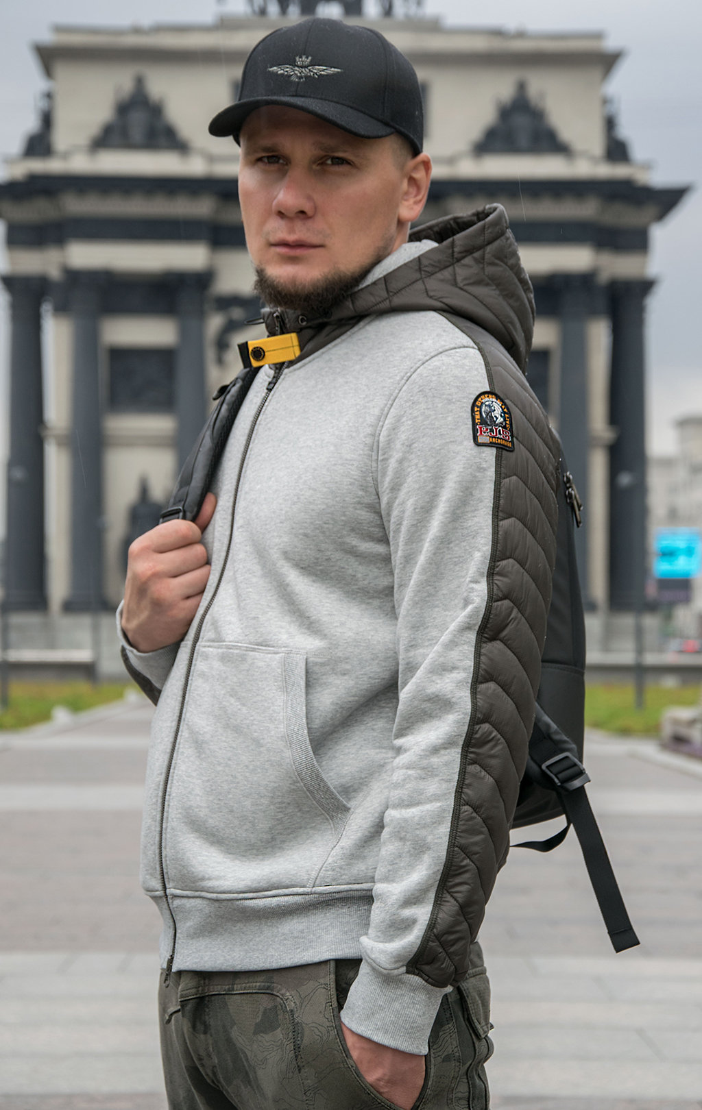 Толстовка с капюшоном PARAJUMPERS NEO FW 21/22 fisherman steel melange 