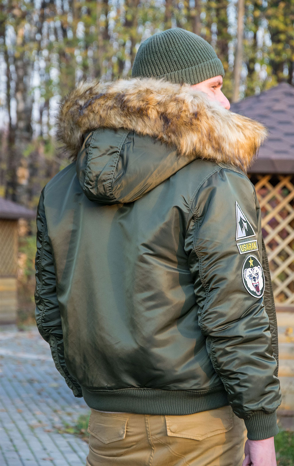 Куртка-бомбер лётная ALPHA INDUSTRIES HOODED ARCTIC MA-1 dark olive 