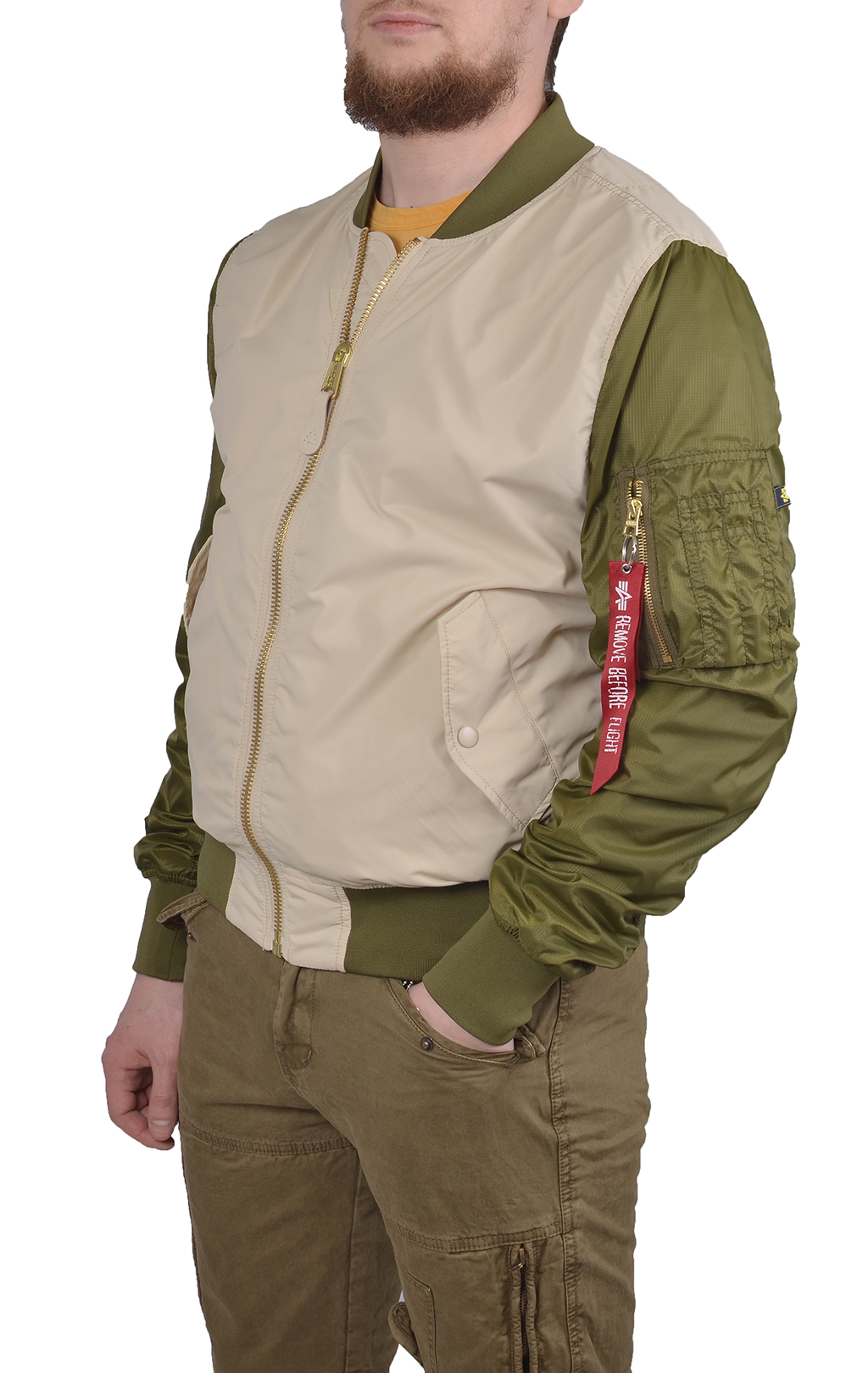 Ветровка ALPHA INDUSTRIES L-2B DRAGONFLY BLOOD CHIT vintage white/jungle green 