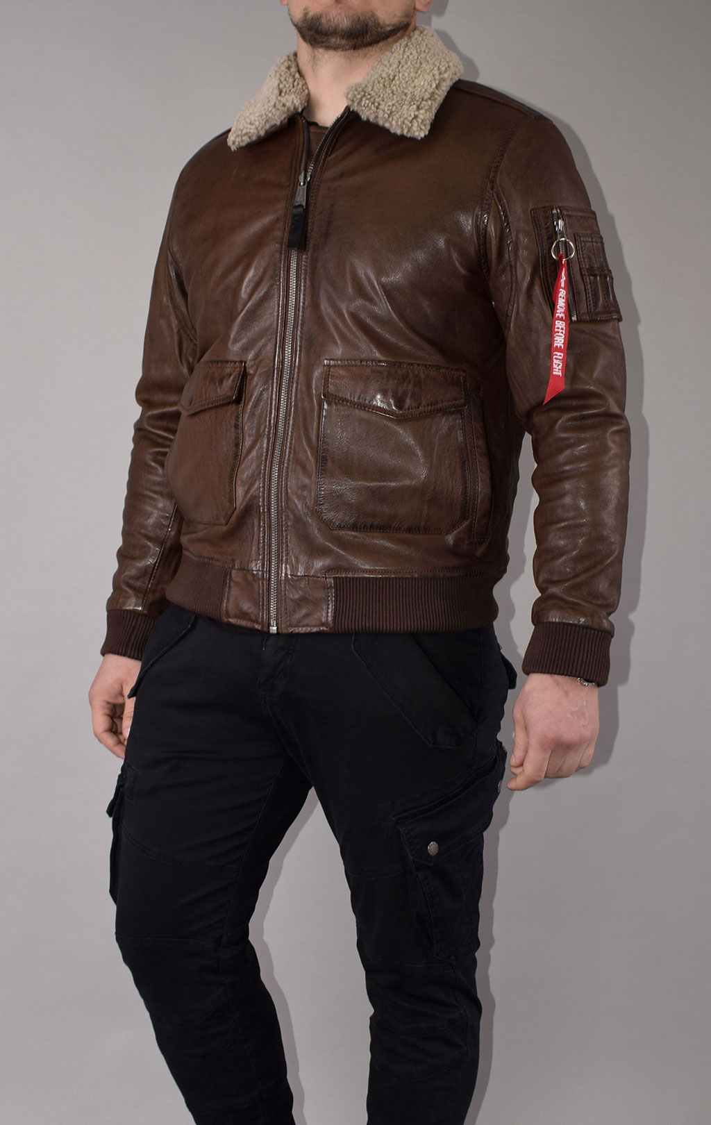 Куртка-пилот ALPHA INDUSTRIES G-1 кожа brown 