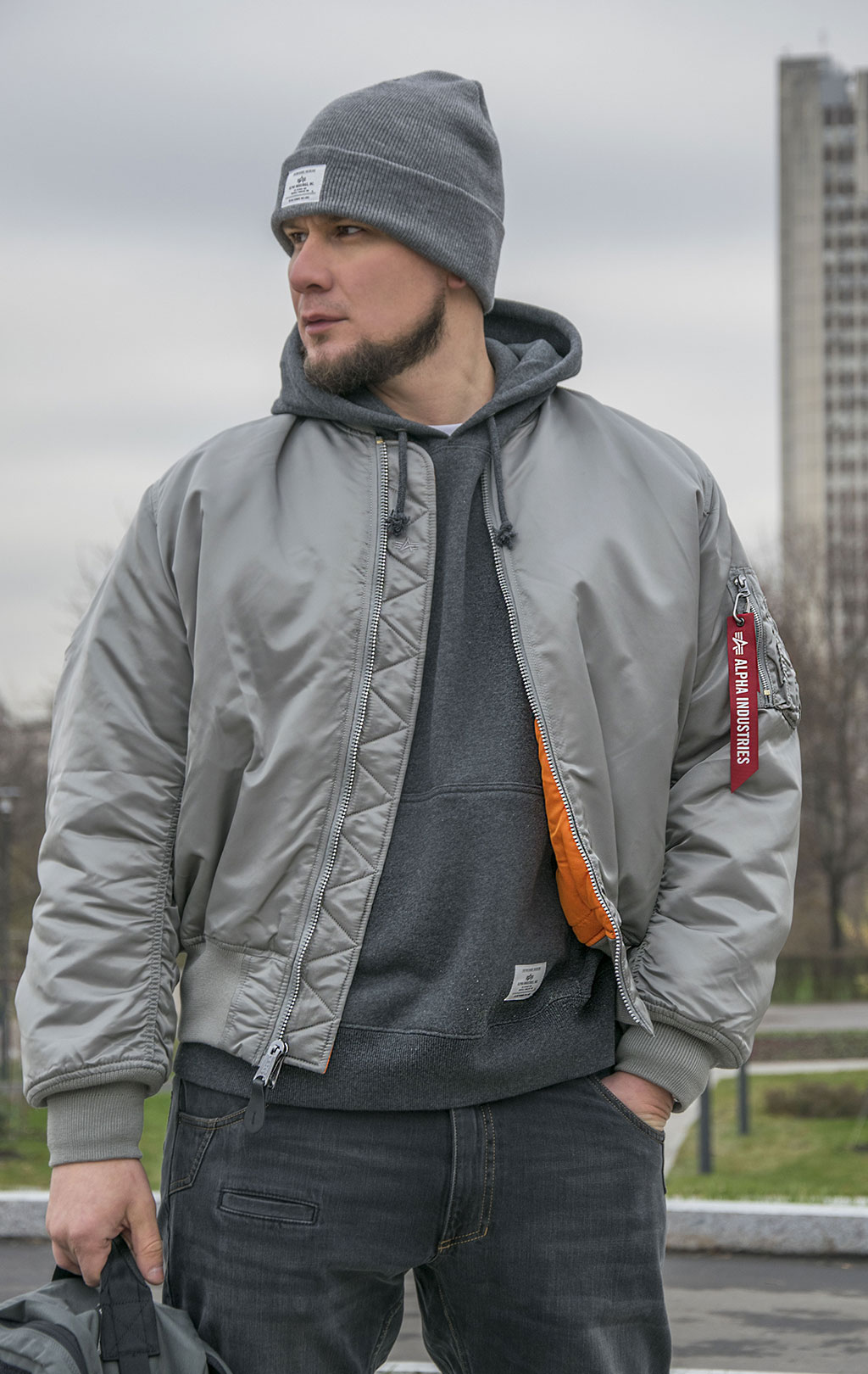 Бомбер ALPHA INDUSTRIES ORIGINAL FIT MA-1 FW 22/23 m vintage grey 