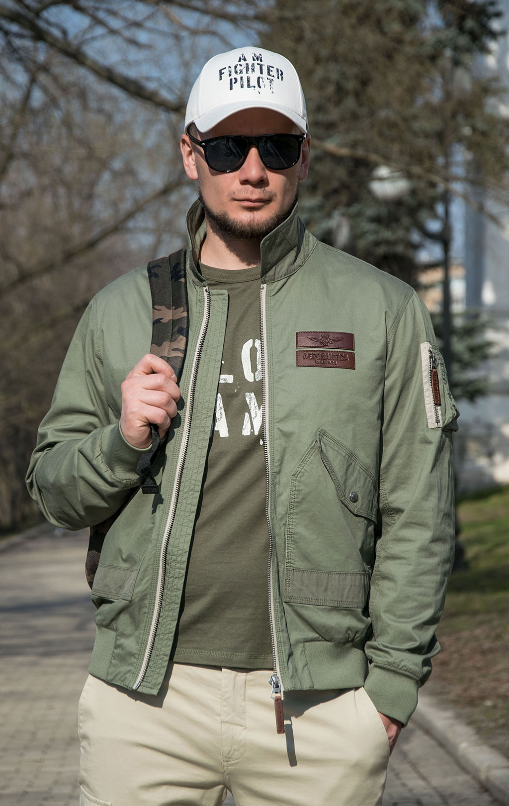 Ветровка-бомбер AERONAUTICA MILITARE SS 23 m/CN verde (AB 2085) 