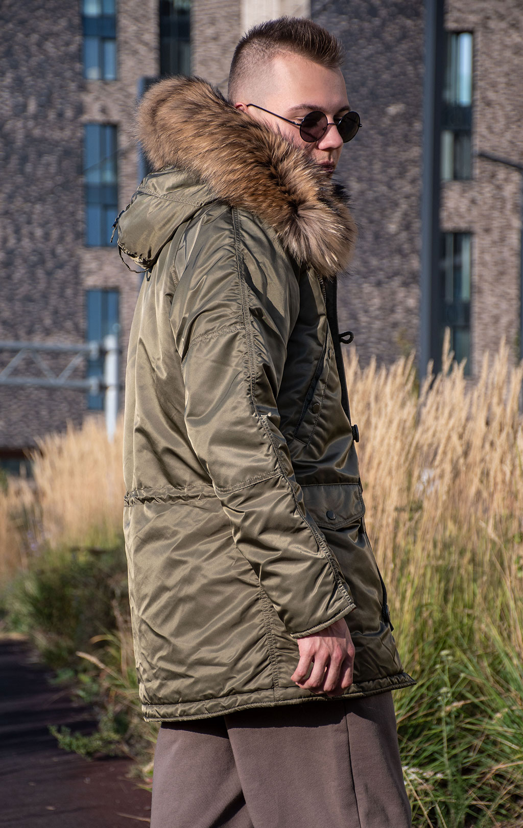 Аляска ALPHA INDUSTRIES SLIM FIT GEN-I N-3B натур. мех vintage olive/orange 