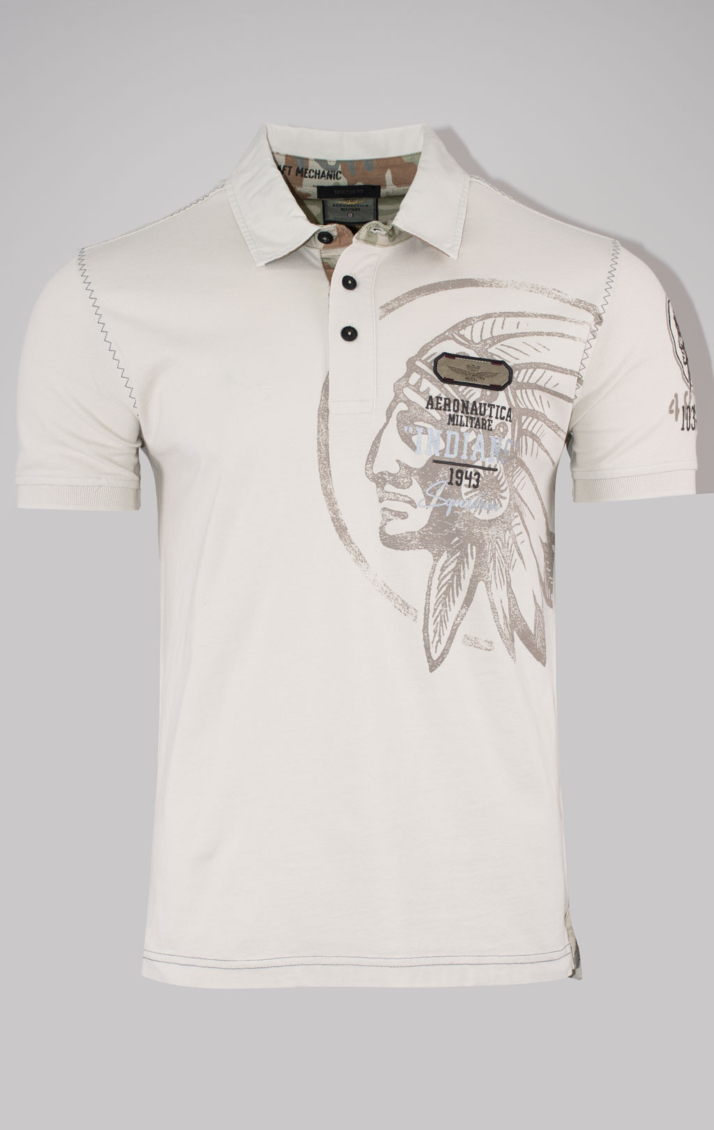 Футболка-поло AERONAUTICA MILITARE INDIAN PRINT SS 24 m/TR dark ice (PO 1781) 