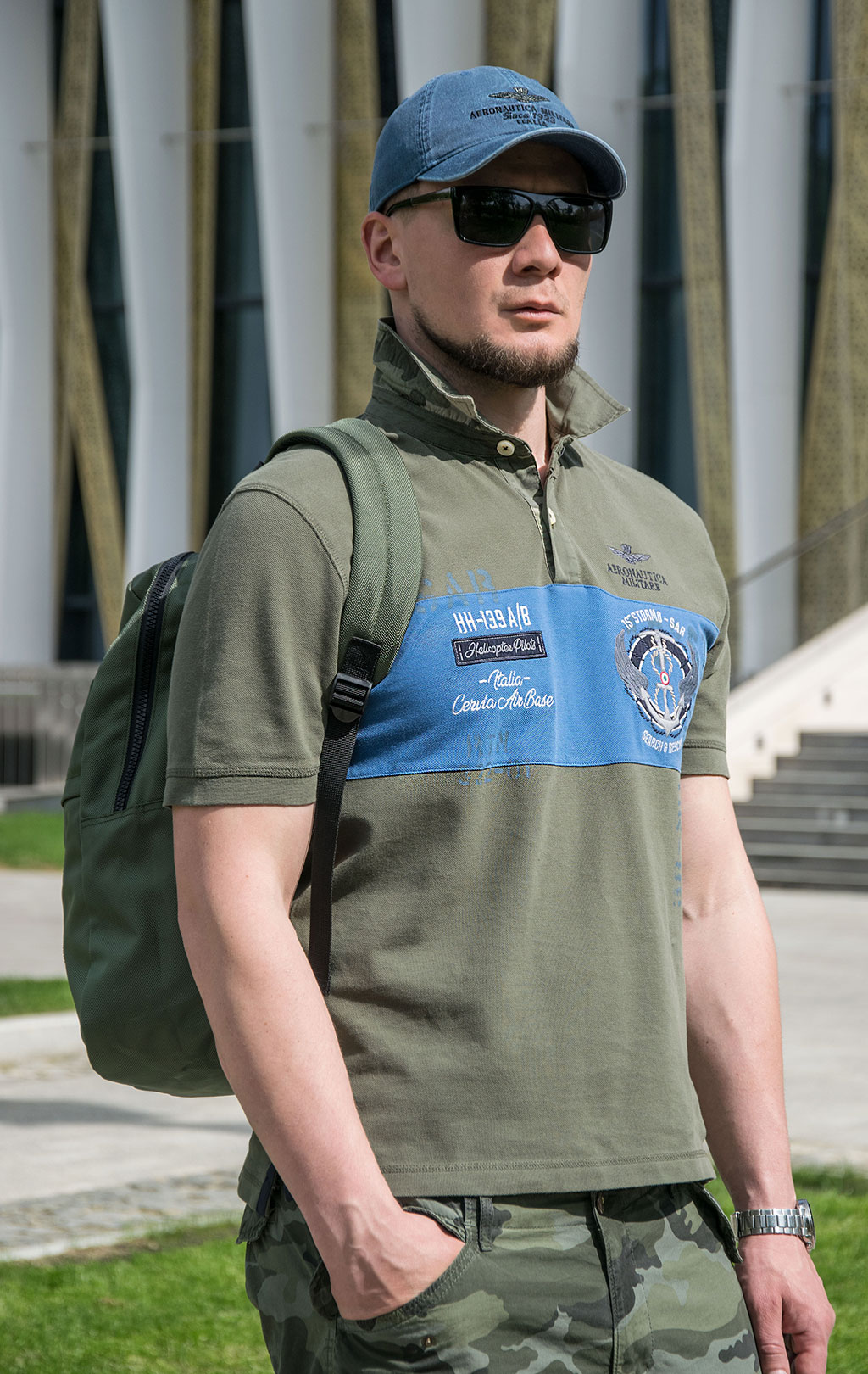 Футболка-поло AERONAUTICA MILITARE big size SS 23/TR verde (PO 1683) 