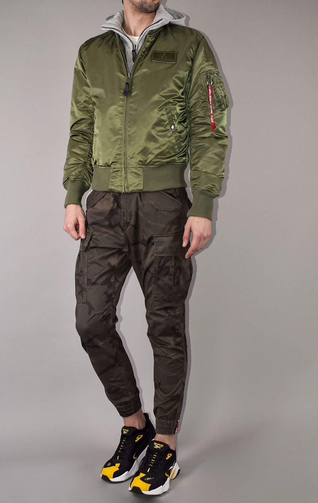 Куртка-бомбер лётная ALPHA INDUSTRIES D-Tec big size MA-1 sage green 