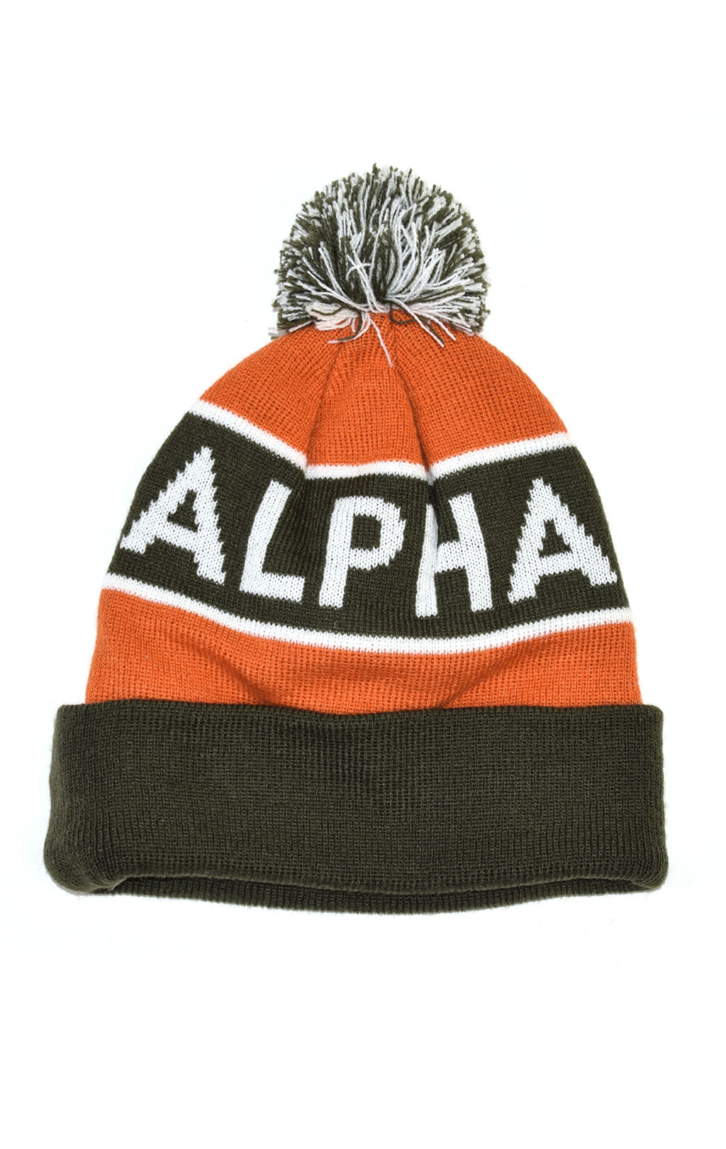 Шапка ALPHA INDUSTRIES BLOCK BOBBLE BEANIE dark green 