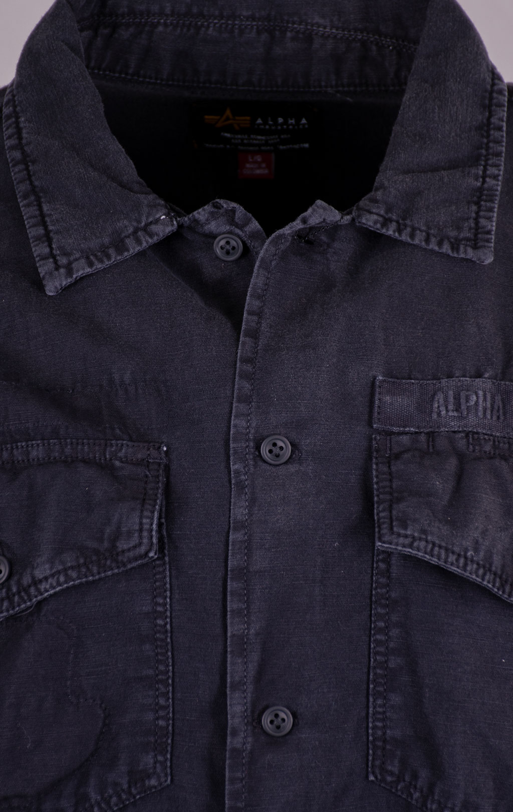 Ветровка-рубашка ALPHA INDUSTRIES SHORT SLEEVE WASHED FATIGUE SHIRT JACKET SS 24 m black 
