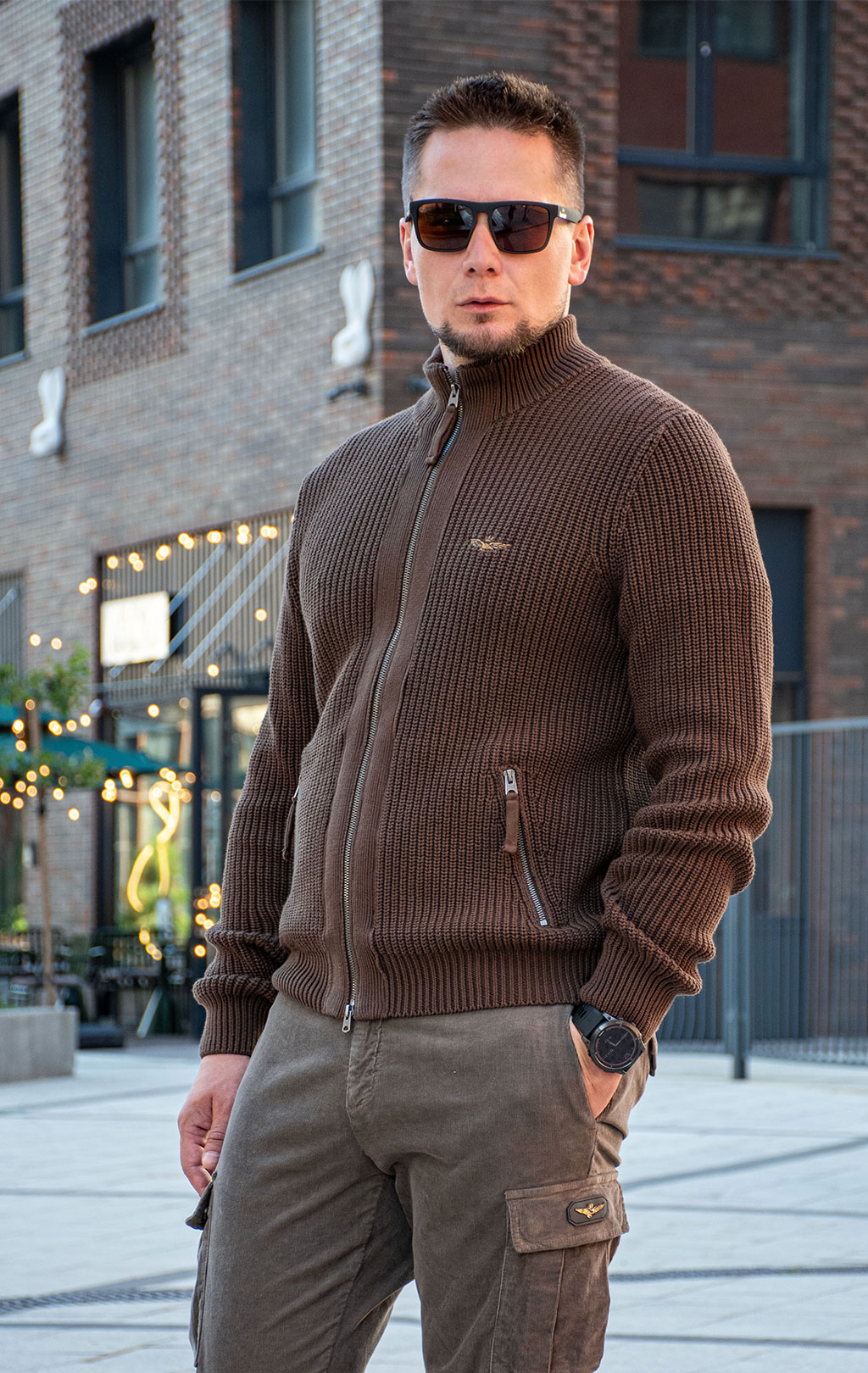 Свитер на молнии AERONAUTICA MILITARE FW 26/27/BG chestnut brown (MA 1664) 