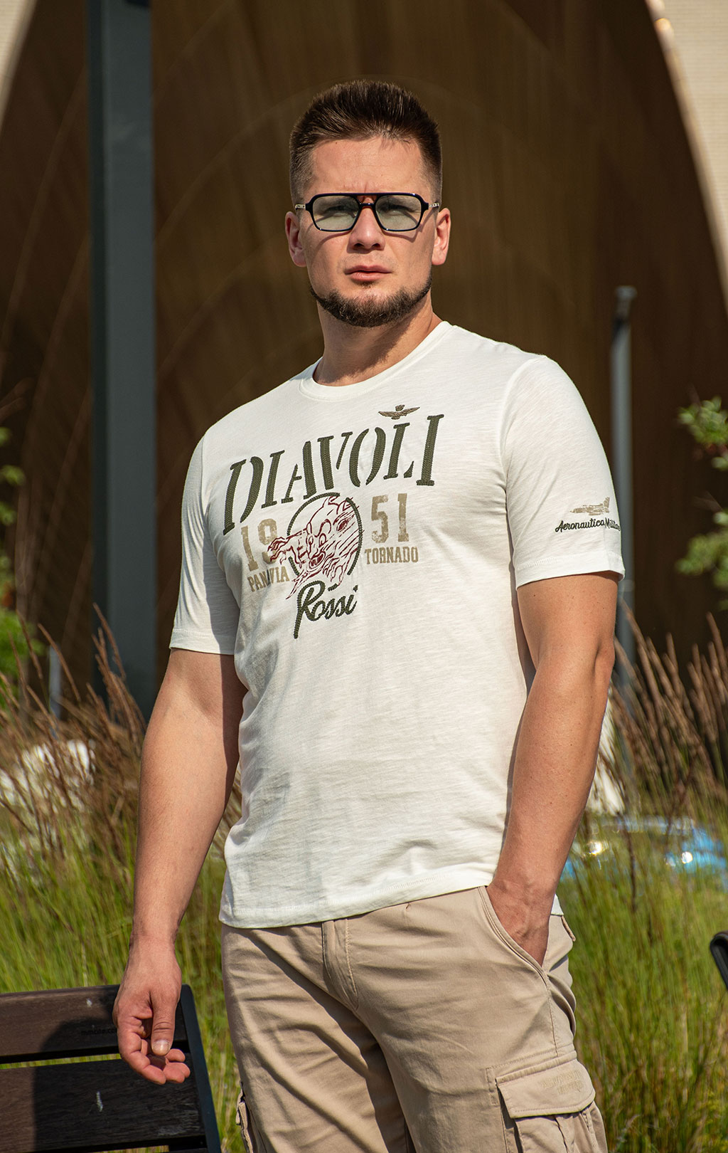 Футболка AERONAUTICA MILITARE SS 25 m/BD milk white (TS 2422) 