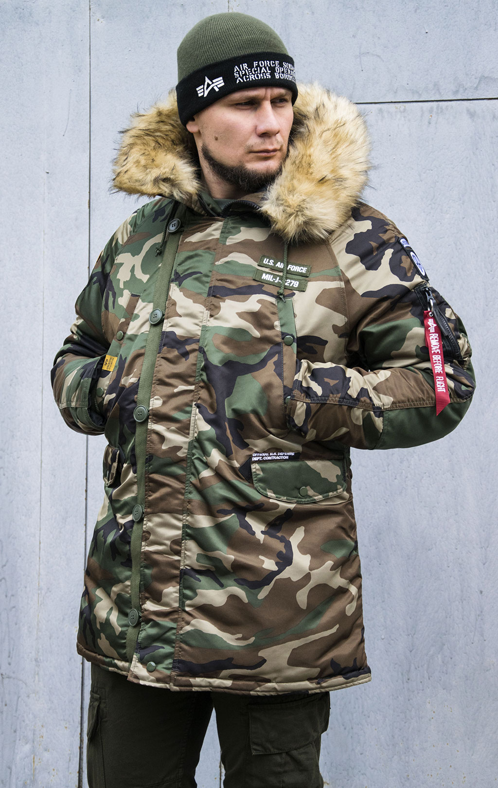 Аляска ALPHA INDUSTRIES AIRBORNE N-3B camo woodland 65 