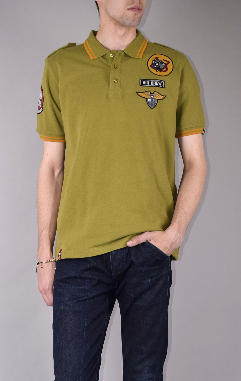 Футболка ALPHA INDUSTRIES AIR CREW POLO khaki green 