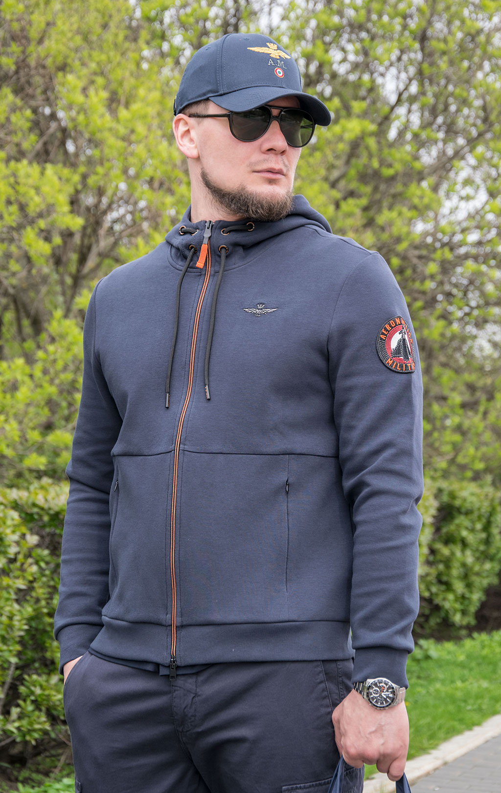 Толстовка с капюшоном AERONAUTICA MILITARE SS 22/TR dark navy (FE 1678) 