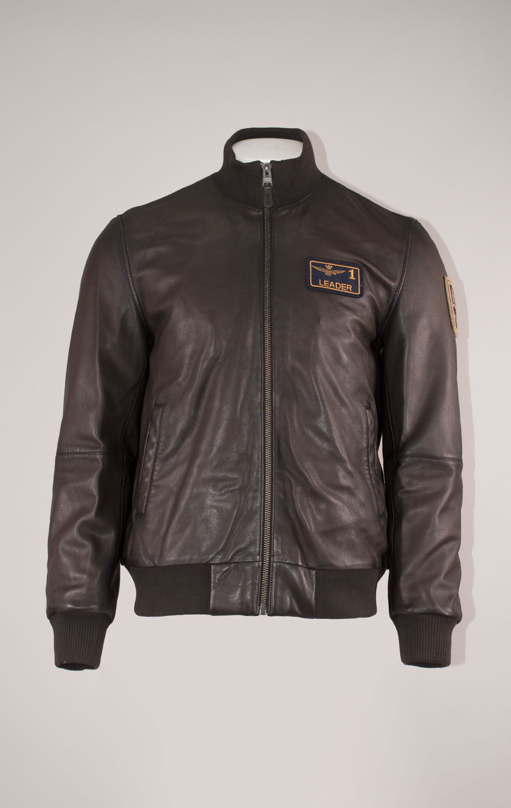 Куртка-бомбер AERONAUTICA MILITARE big size кожа FW 24/25/IN marrone (PN 949) 