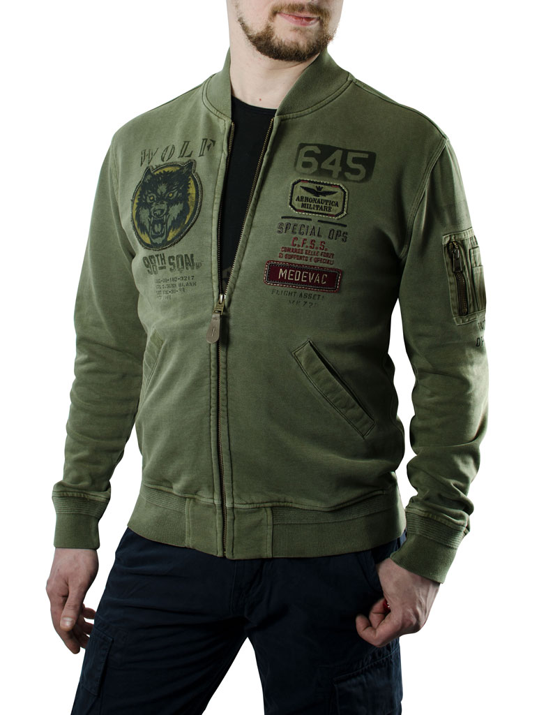 Толстовка AERONAUTICA MILITARE verde militare (FE 1165) 