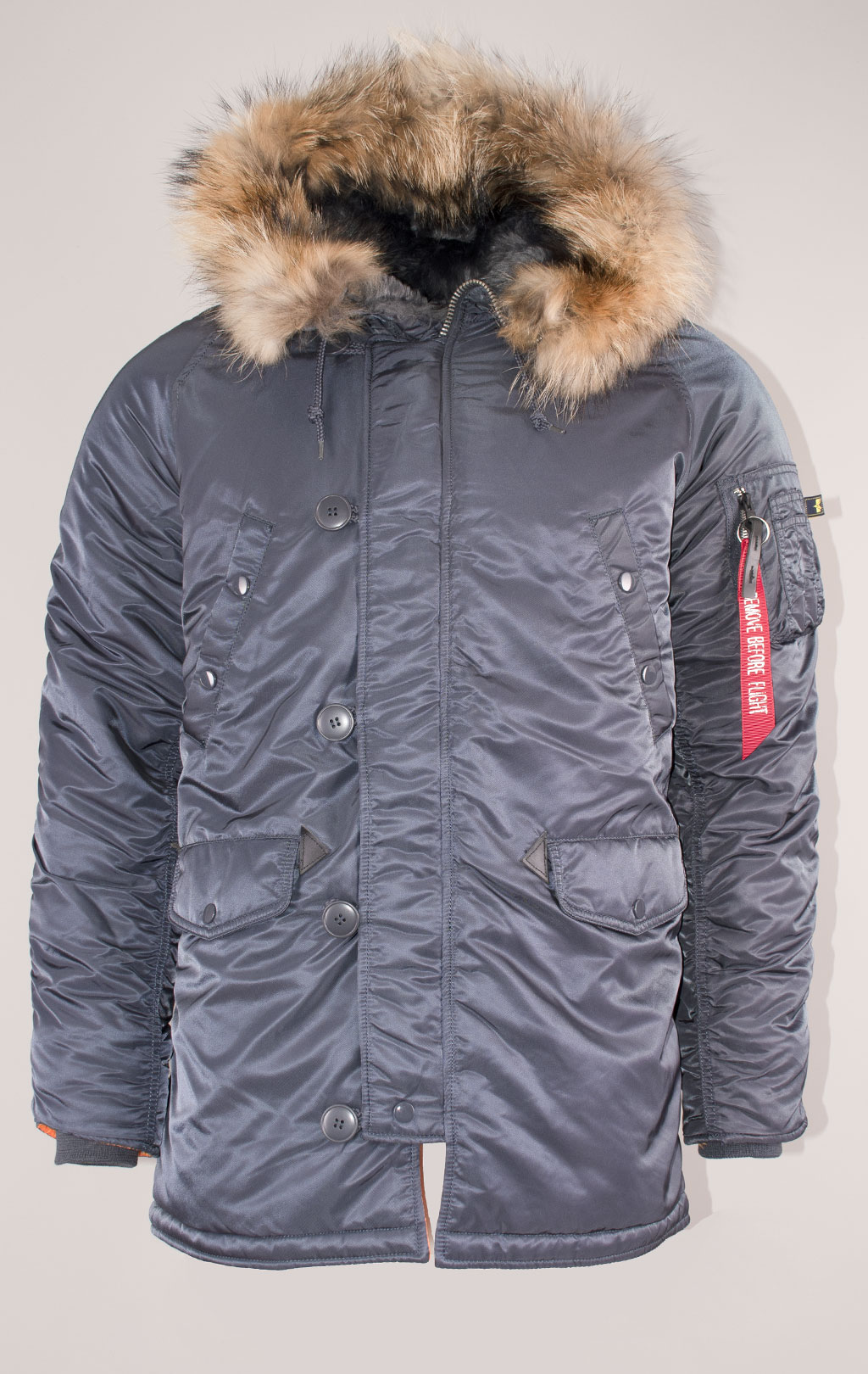 Аляска ALPHA INDUSTRIES SLIM FIT GEN-I N-3B натур. мех steel blue/orange 