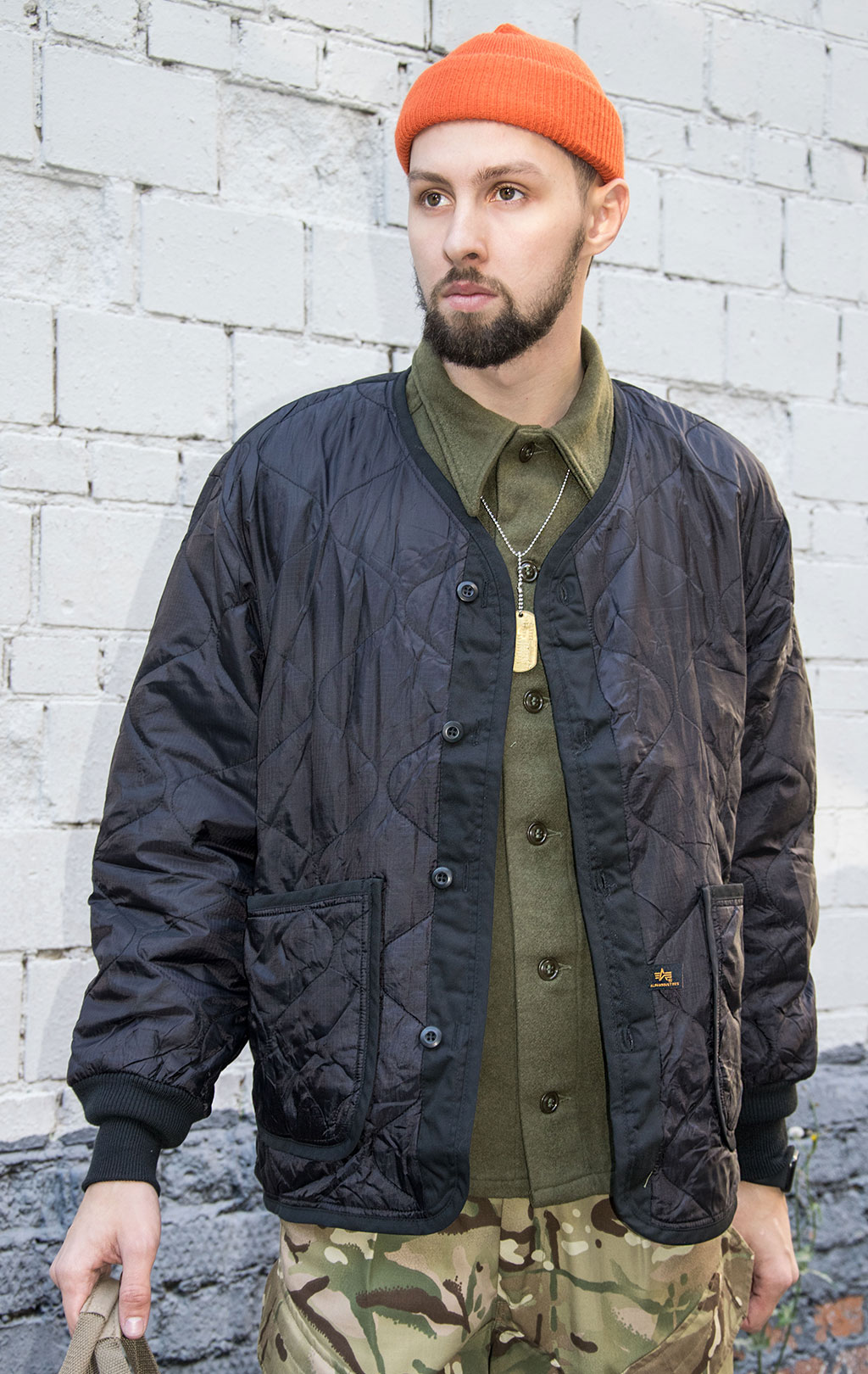 Куртка-подстёжка ALPHA INDUSTRIES CLASSIC big size M-65 с карманами и манжетами black 