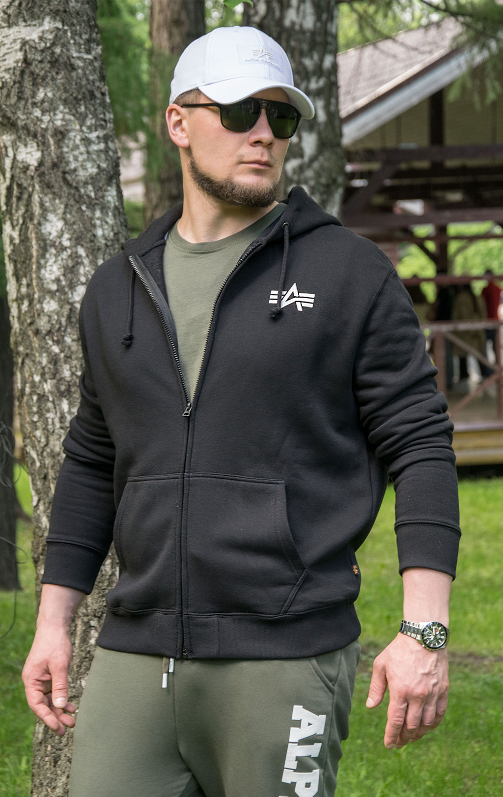 Толстовка ALPHA INDUSTRIES SMALL LOGO FULL-ZIP HOODIE black 