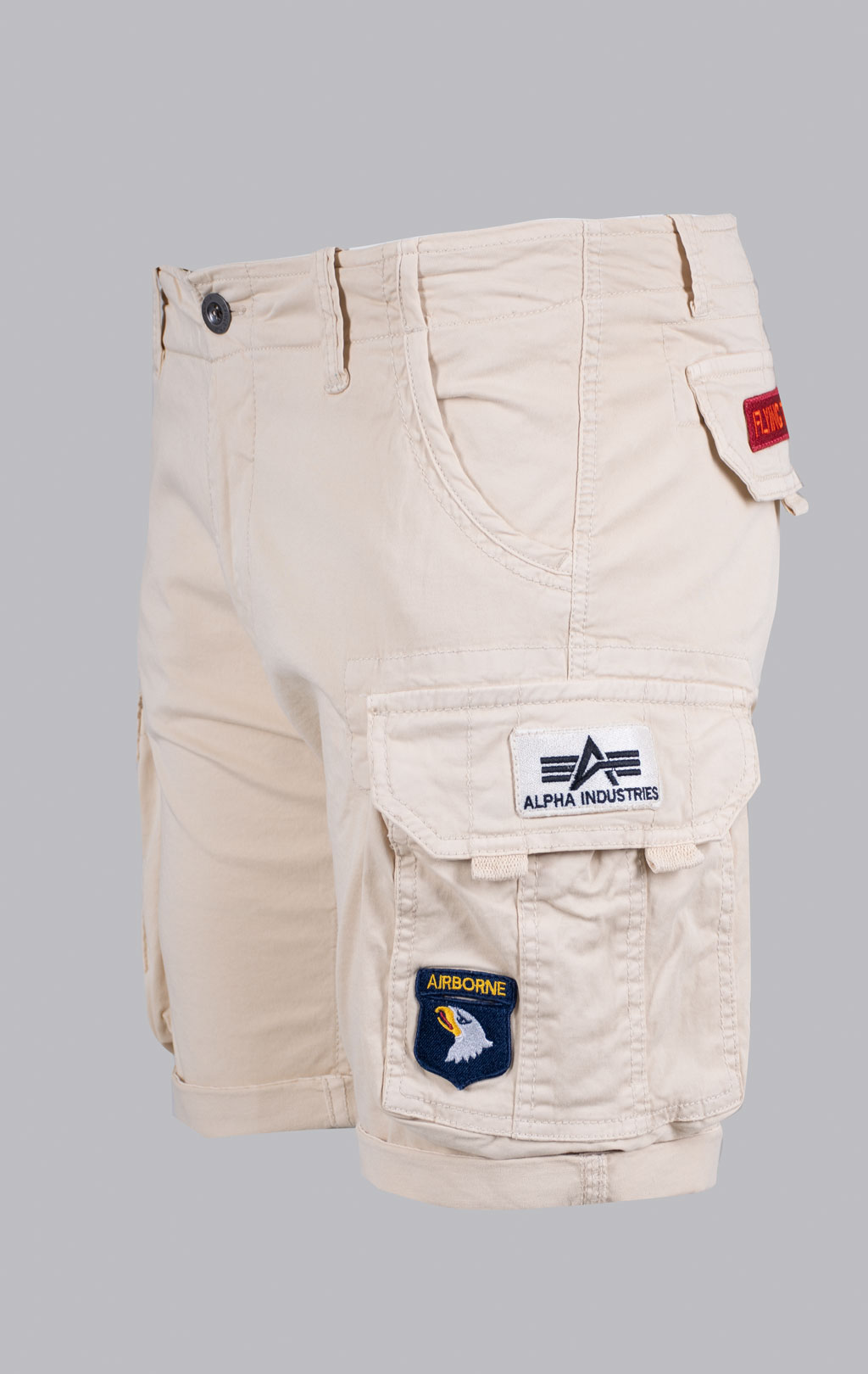Шорты карго ALPHA INDUSTRIES CREW SHORT PATCH vintage white 
