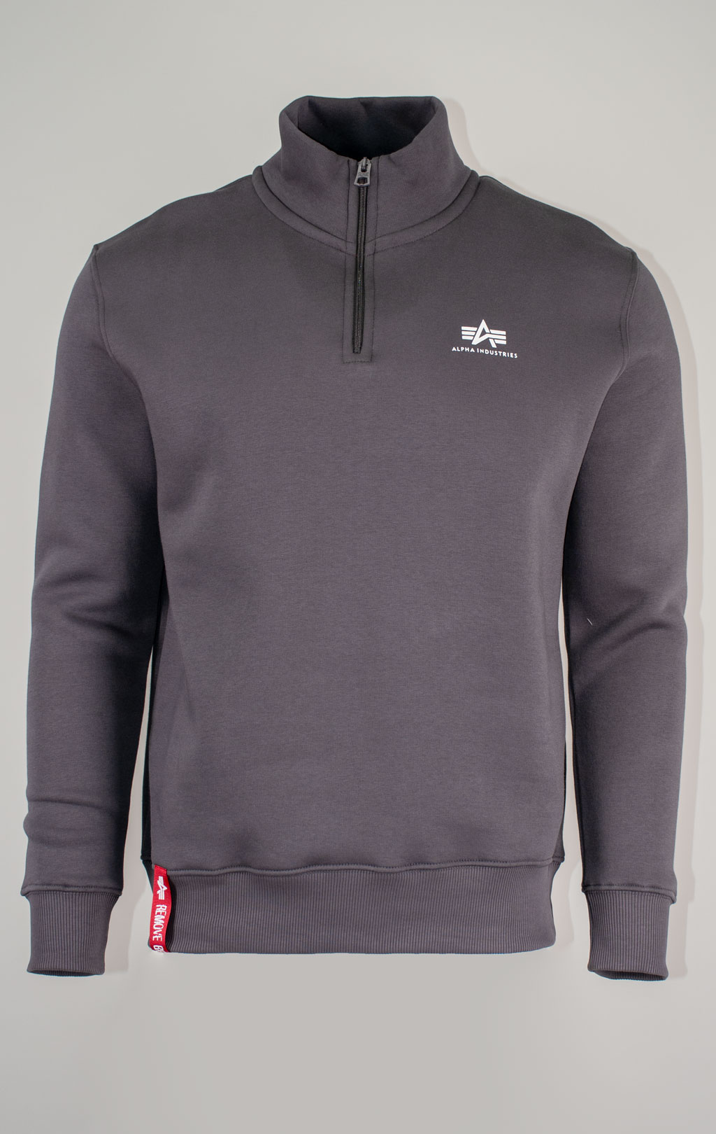 Толстовка ALPHA INDUSTRIES HALF ZIP SWEATER SMALL LOGO vintage grey 