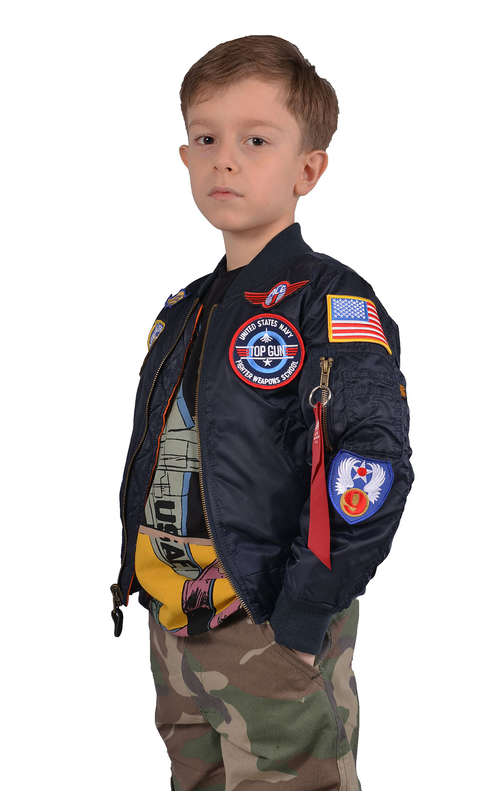Детская куртка-бомбер лётная ALPHA INDUSTRIES Youth Patch Kids MA-1 rep. blue 