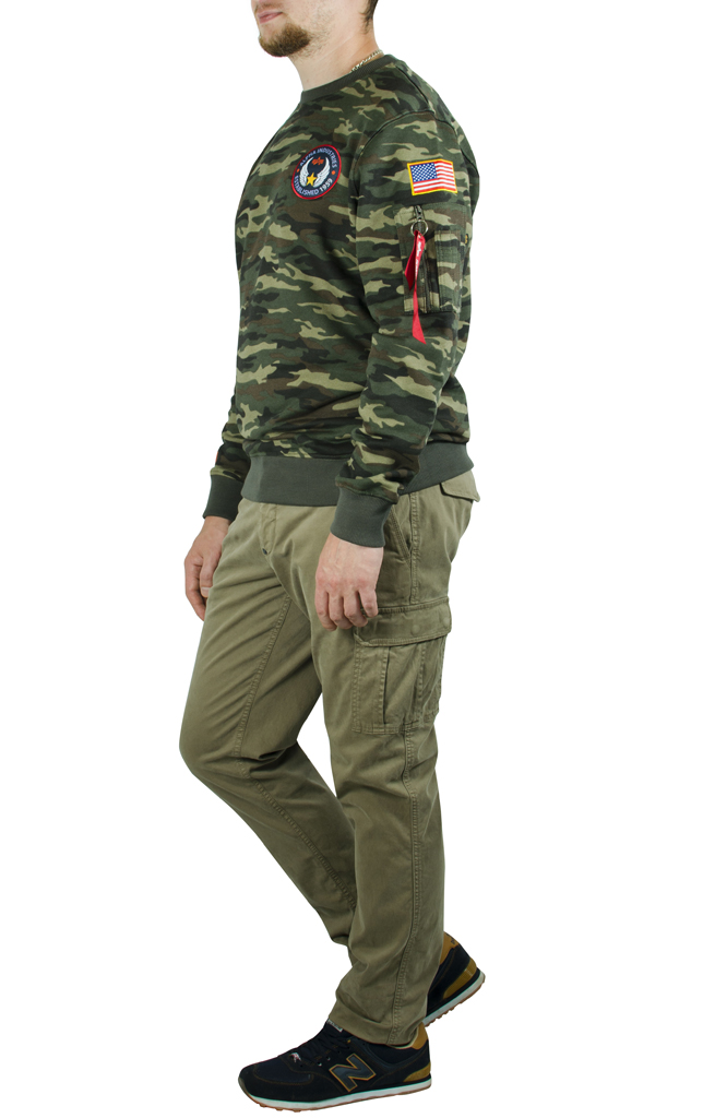 Свитшот ALPHA INDUSTRIES PATCH camo woodland 