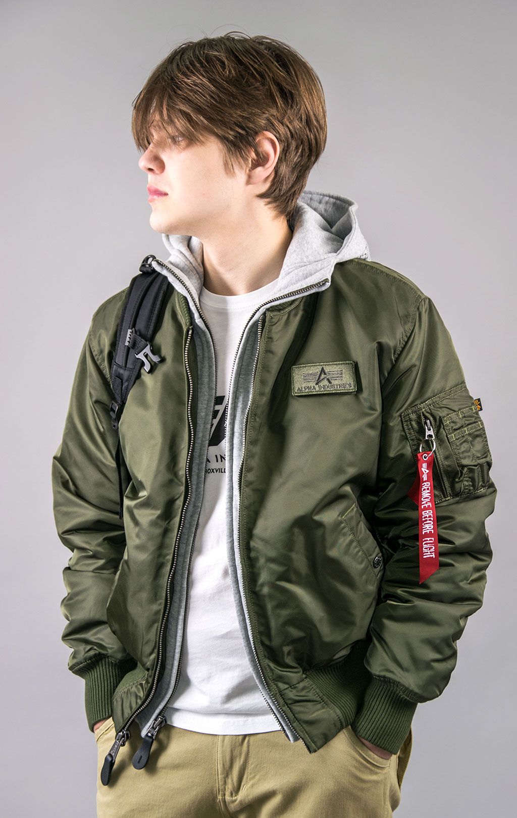 Куртка-бомбер лётная ALPHA INDUSTRIES D-Tec MA-1 dark green 