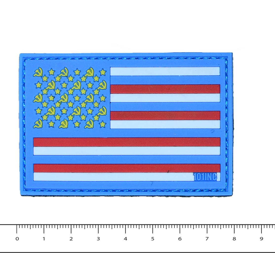 Нашивка ПВХ Fostex SOVJET (on US FLAG) на липучке blue 