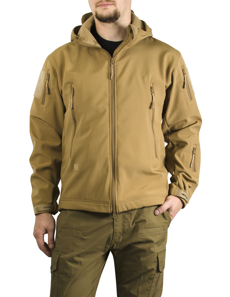 Куртка тактическая Outdoor Tactical Soft Shell с капюшоном coyote Китай