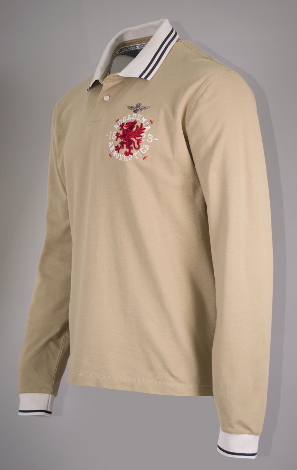 Поло-лонгслив AERONAUTICA MILITARE CORSO GRIFO SS 24/TR sand washed (PO 1791) 