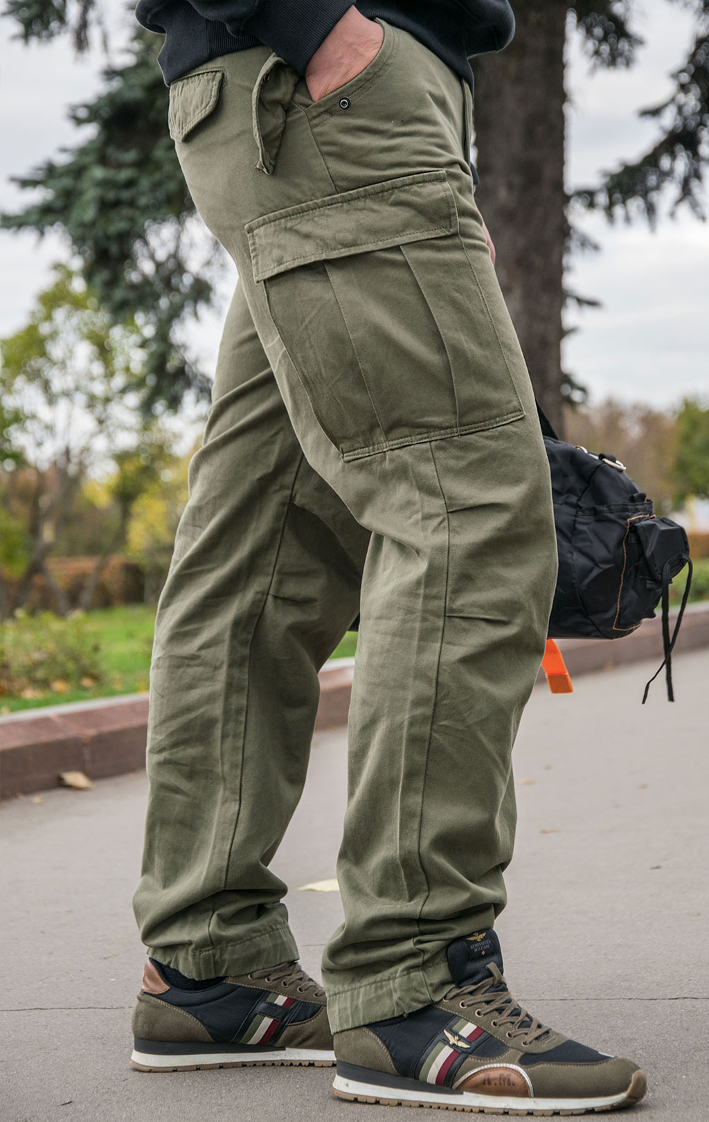 Брюки-карго парашюты ALPHA INDUSTRIES M-65 PANT dark olive 