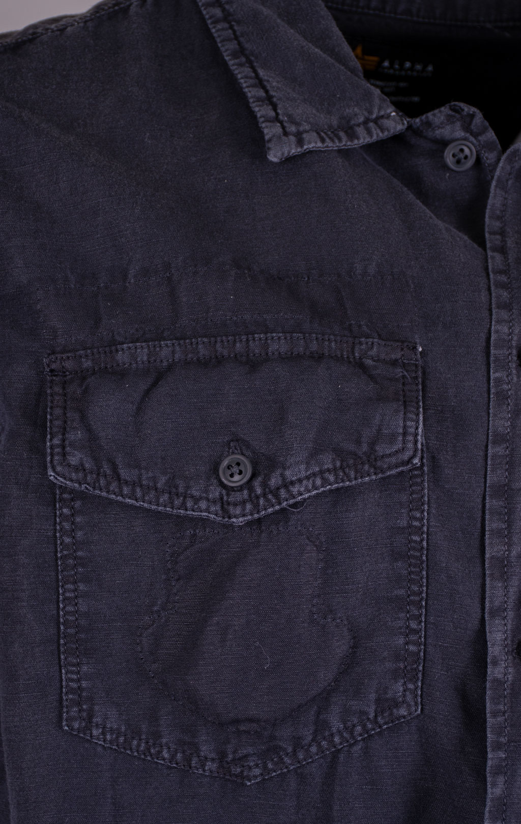 Ветровка-рубашка ALPHA INDUSTRIES SHORT SLEEVE WASHED FATIGUE SHIRT JACKET SS 24 m black 