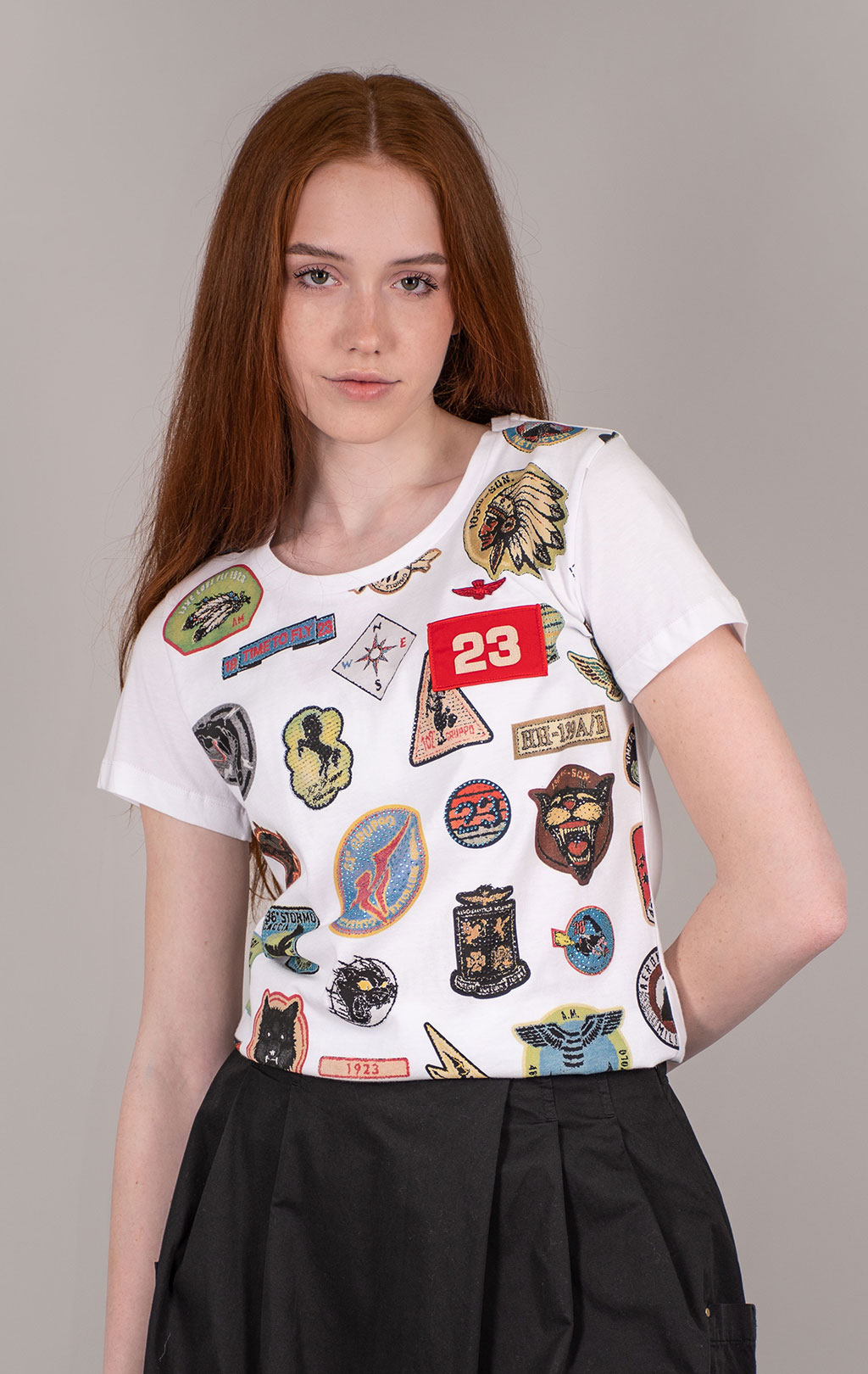 Женская футболка AERONAUTICA MILITARE SS 24/IT bianco ottico (TS 2246) 