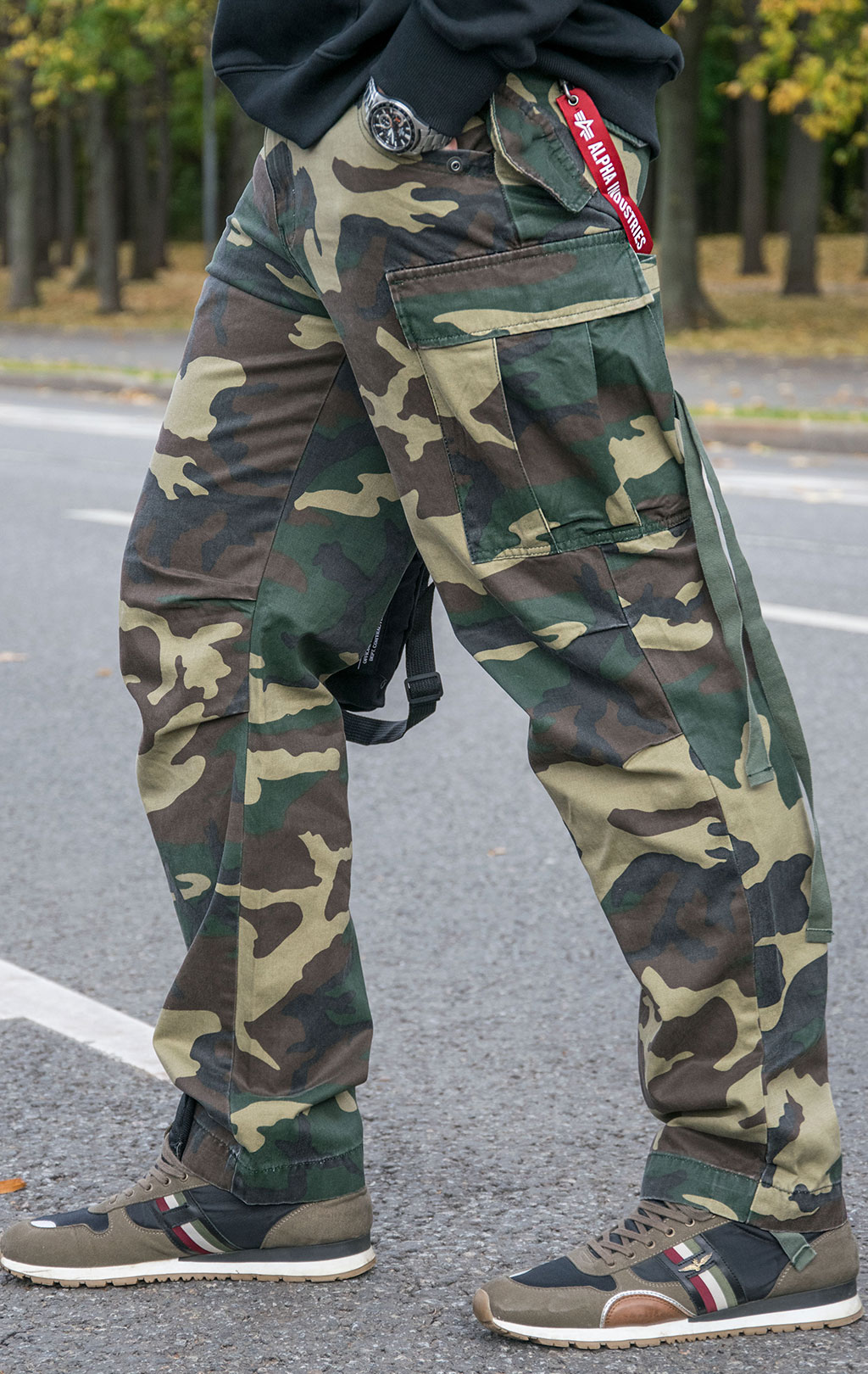 Брюки-карго парашюты ALPHA INDUSTRIES M-65 PANT camo woodland 