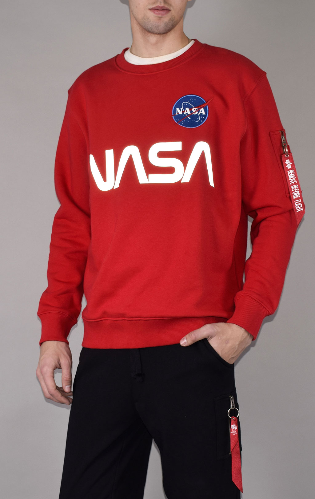 Свитшот ALPHA INDUSTRIES NASA reflective speed red 