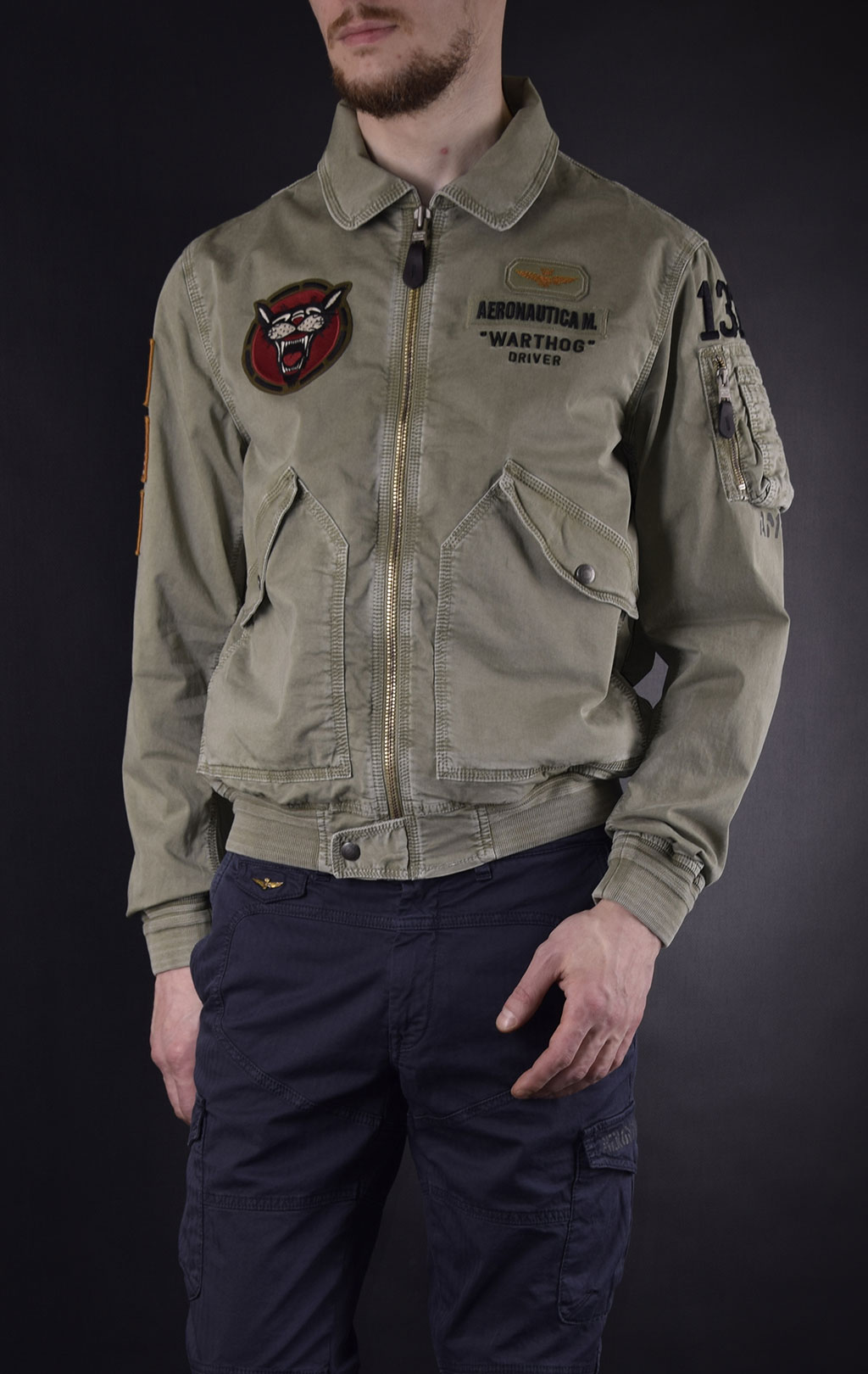 Ветровка-бомбер AERONAUTICA MILITARE SS19 salvia (AB 1766) 